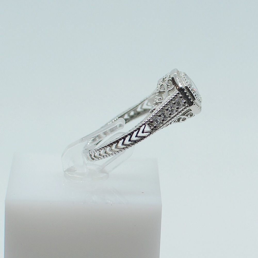 Oval Solitaire 925 Sterling Silver Engagement Ring - Picture 2 of 7